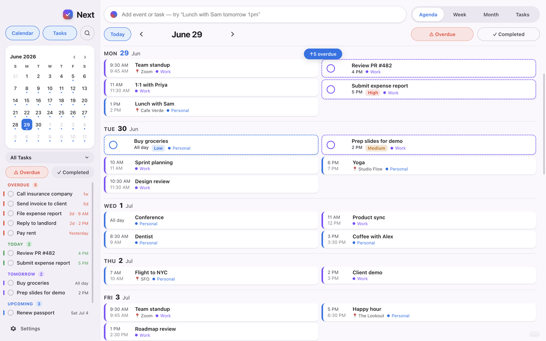 Next on Mac — the agenda view